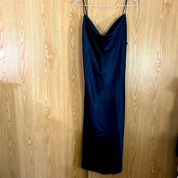NWT Dark Blue Slip Midi Spaghetti Strap Dress - Picture 1 of 3